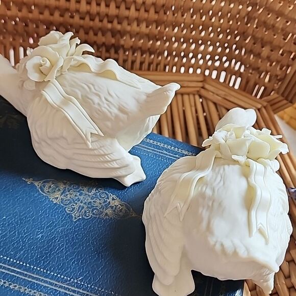 Vintage Bisque Floral Shelf Birds - Picture 6 of 9